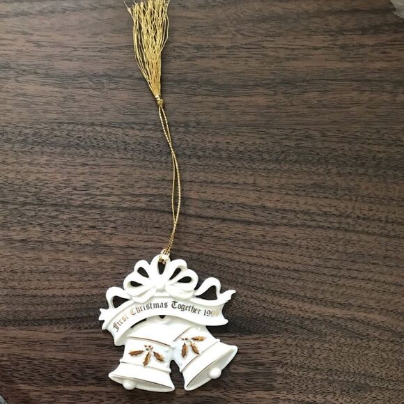 Vintage Lenox Porcelain First Christmas Together 1999 Bells Tree Ornament - Picture 4 of 10